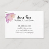 *~* Roze Lavendel Elegante Waterverf pioenenbloem Visitekaartje (Achterkant)