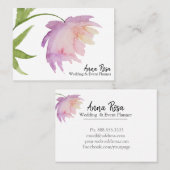 *~* Roze Lavendel Elegante Waterverf pioenenbloem Visitekaartje (Voorkant / Achterkant)