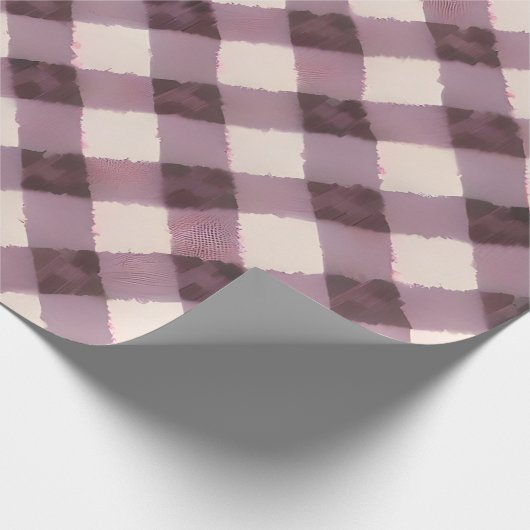 roze, lavendel en bruin geruite cadeauverpakking cadeaupapier (Hoek)
