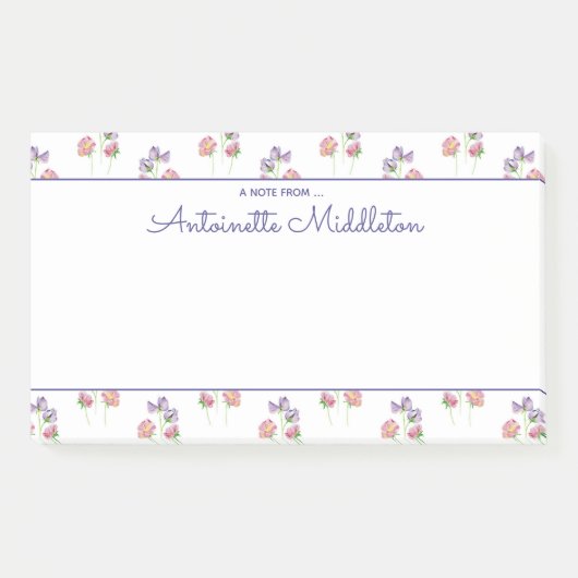  roze lavendel Floral Waterverf Aangepast Post-it® Notes (Voorkant)
