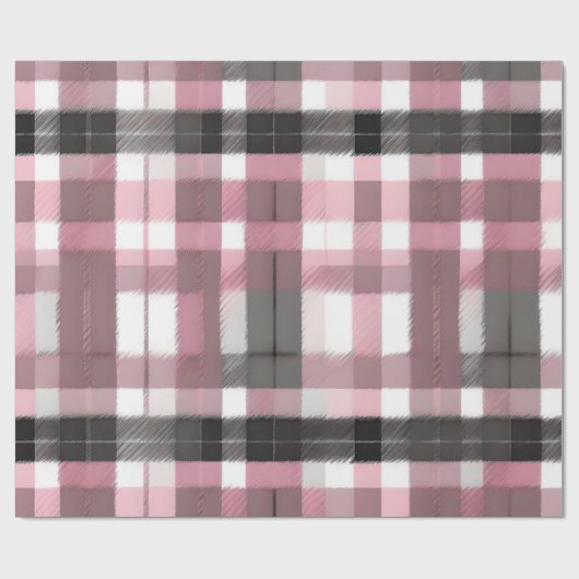  Roze, Lavendel, Grijs en Bruin Plaid Cadeaupapier (Vlak)