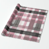  Roze, Lavendel, Grijs en Bruin Plaid Cadeaupapier (Uitgerold)