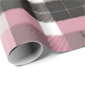 Roze, Lavendel, Grijs en Bruin Plaid Cadeaupapier (Rol Hoek)