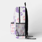 Roze & Lavendel Hart Kattenpoot Print Bedrukte Rugzak (Rechts)
