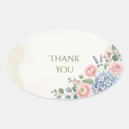 Roze Lavendel Hydrangea Dankjewel Oval Sticker