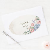 Roze Lavendel Hydrangea Dankjewel Oval Sticker (Envelop)