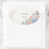 Roze Lavendel Hydrangea Dankjewel Oval Sticker (Tas)