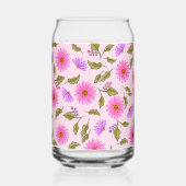 Roze Lavendel Kant Bloem Drinkset Kan Glas (Voorkant)