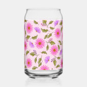 Roze Lavendel Kant Bloem Drinkset Kan Glas (Achterkant)