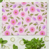 Roze Lavendel Kantachtige Madelief  Theedoek (Gevouwen)