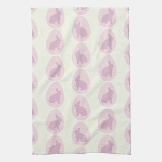 Roze & Lavendel Konijn Ei Patroon Theedoek (Verticaal)
