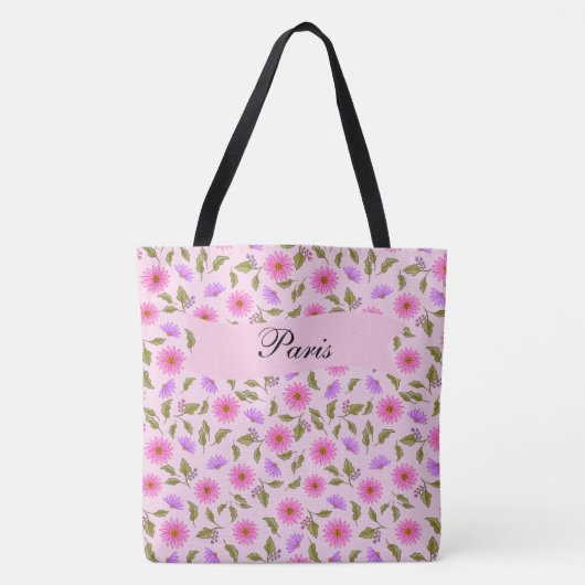 Roze Lavendel Lacy Daisy Tote Tas (Voorkant)