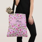 Roze Lavendel Lacy Daisy Tote Tas (Dichtbij)