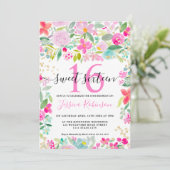 Roze lavendel los bloemengoud script Sweet 16 Kaart (Staand voorkant)