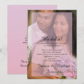 Roze Lavendel Overlay Foto Receptie Uitnodigen Kaart (Voorkant / Achterkant)