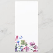 Roze lavendel paarse wilde bloem bruiloft Menu (Achterkant)