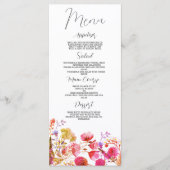 Roze lavendel paarse wilde bloem bruiloft Menu (Voorkant)