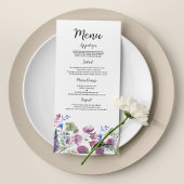 Roze lavendel paarse wilde bloem bruiloft Menu