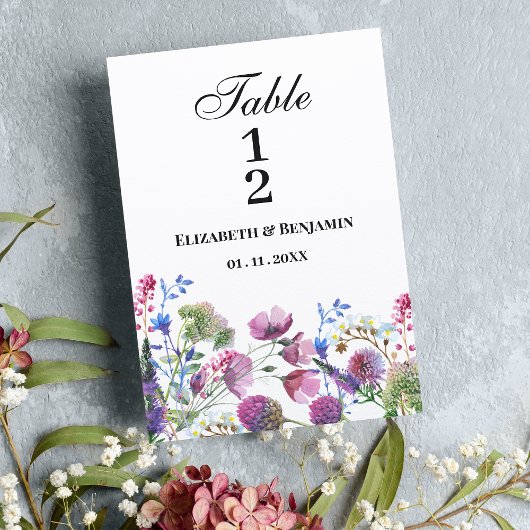 Roze lavendel paarse wilde bloem Tafelnummers
