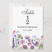 Roze lavendel paarse wilde bloem Tafelnummers (Voorkant)