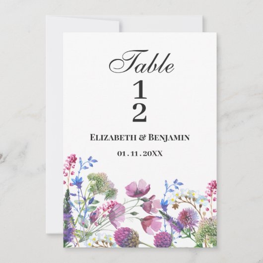 Roze lavendel paarse wilde bloem Tafelnummers (Voorkant)