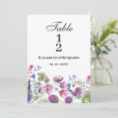 Roze lavendel paarse wilde bloem Tafelnummers (Staand voorkant)