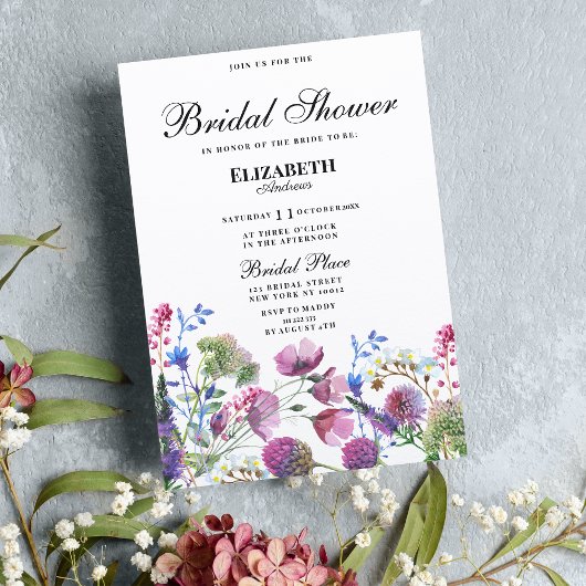 Roze lavendel paarse wilde bloem Vrijgezellenfeest Kaart