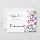 Roze lavendel paarse wilde bloem zomer bruidsmeisj kaart (Voorkant)