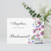 Roze lavendel paarse wilde bloem zomer bruidsmeisj kaart (Staand voorkant)