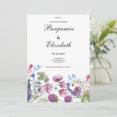 Roze lavendel paarse wilde bloem zomer bruiloft kaart (Staand voorkant)