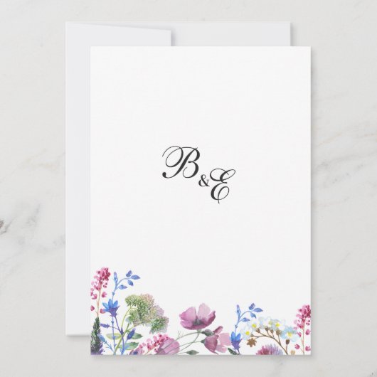 Roze lavendel paarse wilde bloem zomer bruiloft kaart (Achterkant)