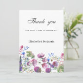 Roze lavendel paarse wilde bloem zomer Dank U Kaart (Staand voorkant)