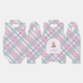 Roze & Lavendel Plaid Teddy Bear Girl Baby shower Bedankdoosjes (Ongevouwen)