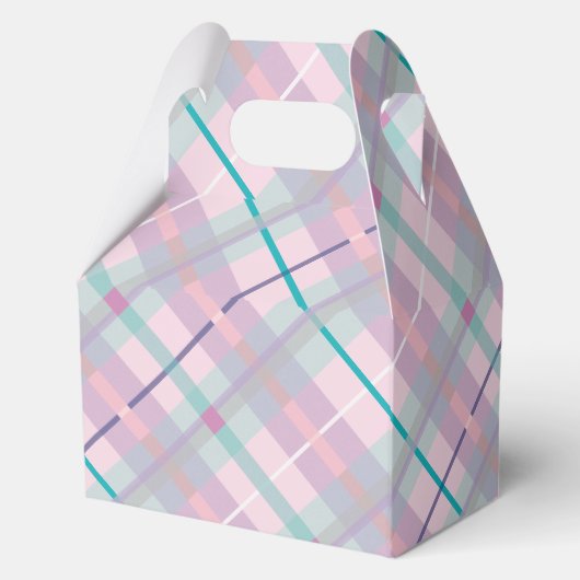Roze & Lavendel Plaid Teddy Bear Girl Baby shower Bedankdoosjes (Achterkant)