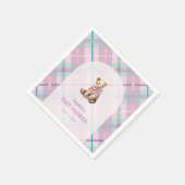 Roze & Lavendel Plaid Teddy Bear Girl Baby shower Servet (Hoek)