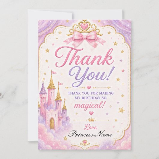 Roze Lavendel Prinses  Bedankkaart (Voorkant)