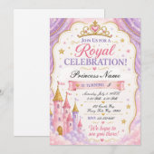 Roze Lavendel Prinses Uitnodiging (Voorkant / Achterkant)