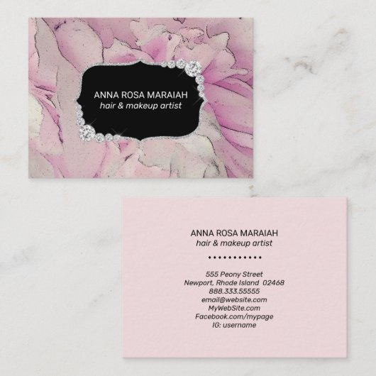 *~* Roze Lavendel Schoonheidskunstenaar Diamanten  Visitekaartje (Voorkant / Achterkant)