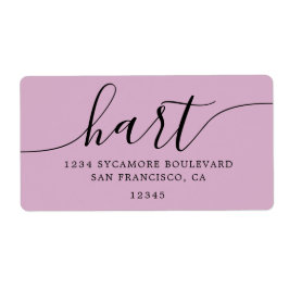Roze lavendel script familie retouradres  etiket