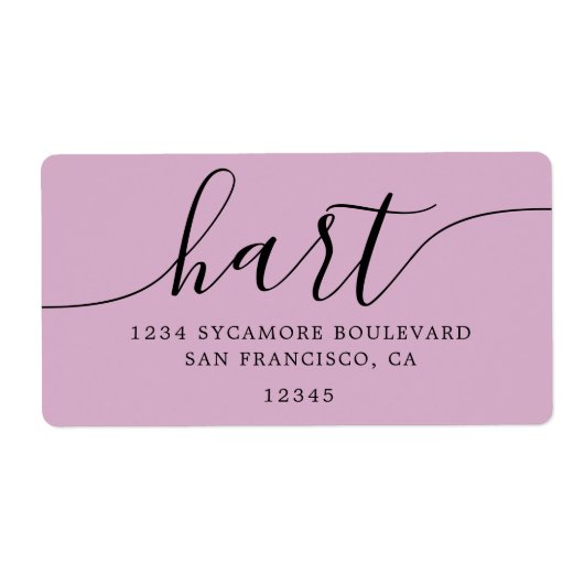 Roze Lavendel Script Familie Retouradres  Etiket (Voorkant)