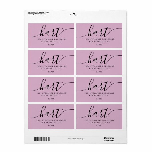 Roze Lavendel Script Familie Retouradres  Etiket (Full Sheet)
