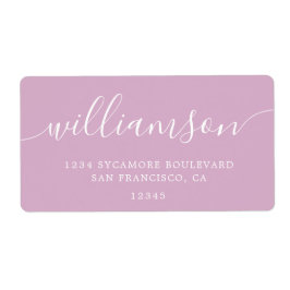 Roze Lavendel Script Familie Retouradres Etiket