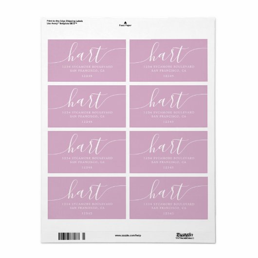 Roze lavendel script familie retouradres etiket (Full Sheet)
