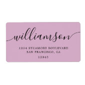 Roze lavendel script familie retouradres  etiket (Voorkant)