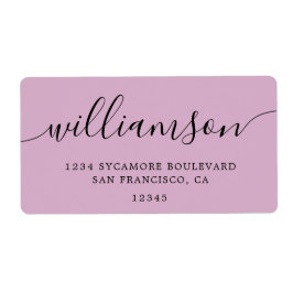 Roze lavendel script familie retouradres  etiket