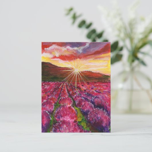 Roze Lavendel Veld Frankrijk Provence Feestdagenkaart (Staand voorkant)