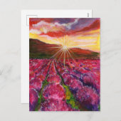 Roze Lavendel Veld Frankrijk Provence Feestdagenkaart (Voorkant / Achterkant)