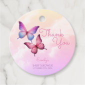 Roze lavendel vlinder Baby shower Bedankjes Labels (Voorkant)
