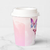 Roze lavendel vlinder Baby shower Papieren Bekers (Rechts)