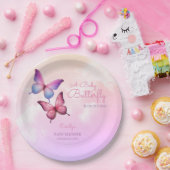 Roze lavendel vlinder Baby shower Papieren Bordje (Feest)